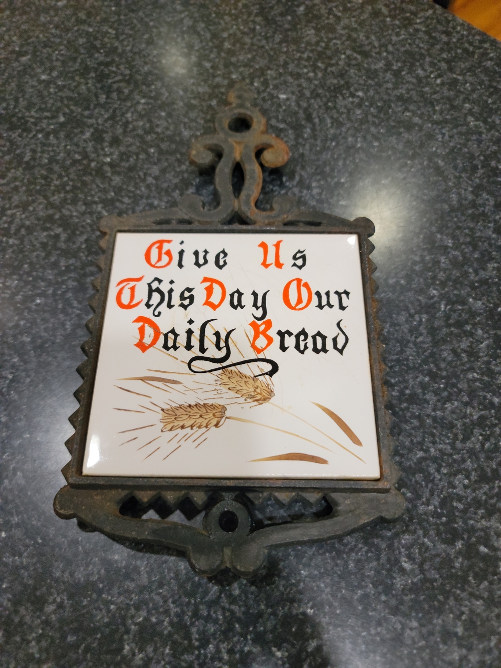 Vintage Give Us This Day Our Daily Bread Wall Plaque - Brown/Orange